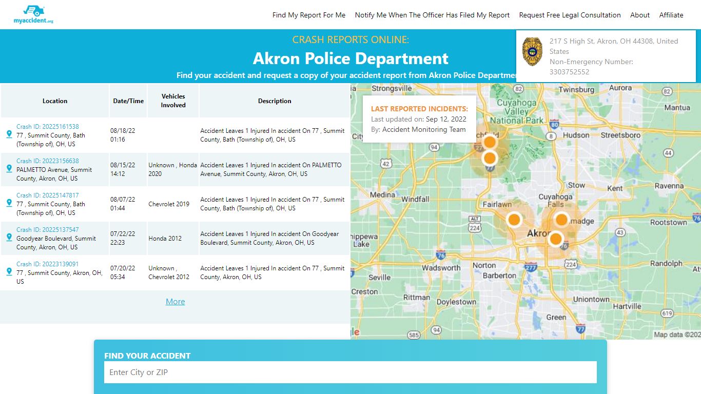 Online Crash Reports for Akron Police Department - MyAccident.org